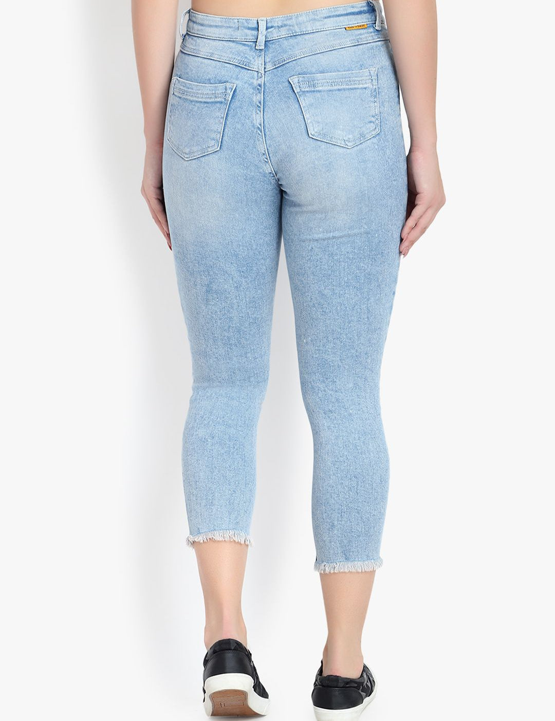 Kotty Women Blue Skinny Fit High-Rise Clean Look Stretchable Cropped Jeans