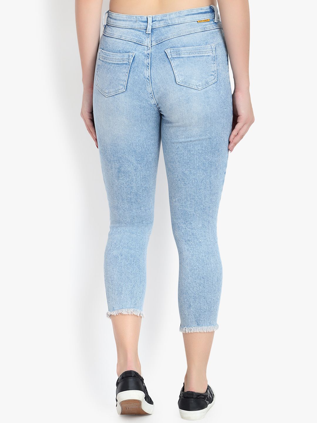 Kotty Women Blue Skinny Fit High-Rise Clean Look Stretchable Cropped Jeans