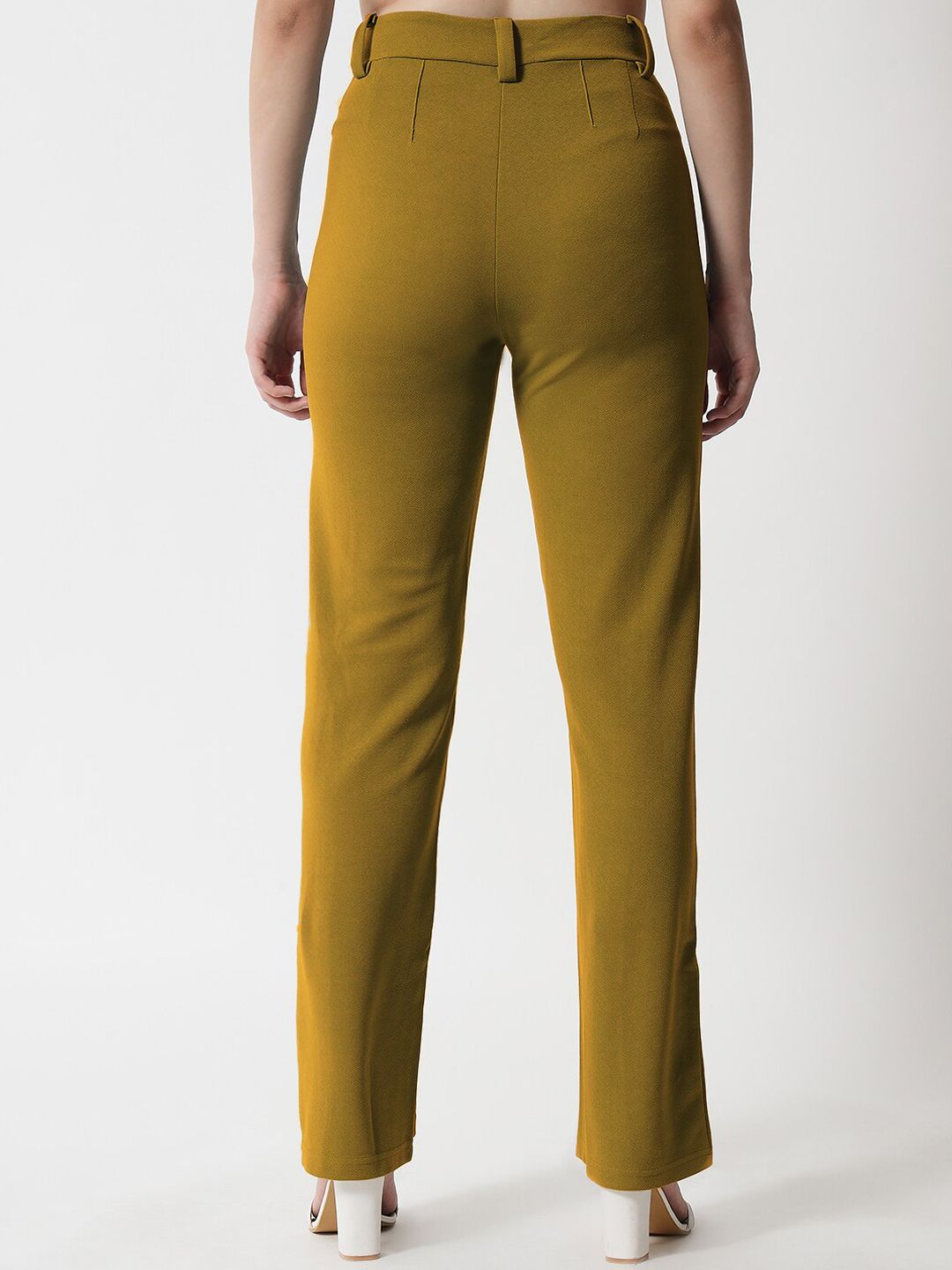 KOTTY BIZwear Women Brown Relaxed Straight Fit High-Rise Easy Wash Trousers