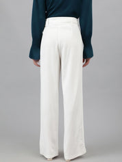 KOTTY BIZwear Women White Relaxed Straight Leg Straight Fit High-Rise Easy Wash Pleated Trousers
