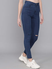 Kotty Women Blue Jean Skinny Fit High-Rise Low Distress Stretchable Jeans