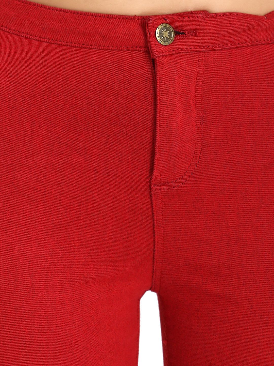 Kotty Women Maroon Skinny Fit High-Rise Clean Look Stretchable Jeans