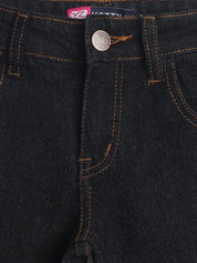 Kotty Girls Black Mid-Rise Clean Look Cotton Stretchable Jeans