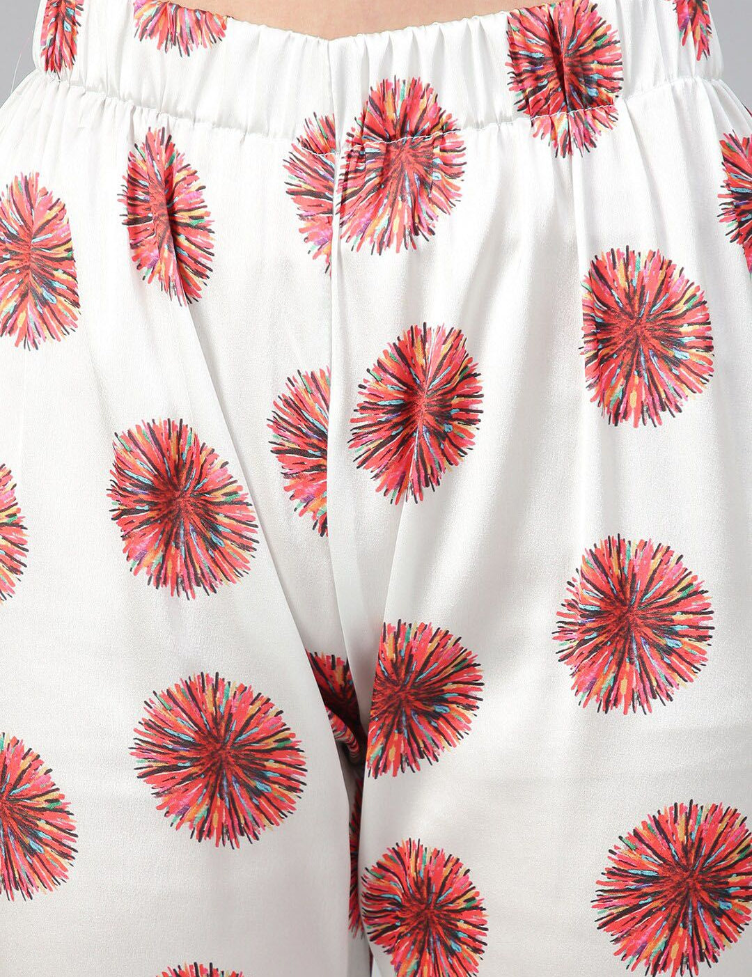 Kotty White & Red Floral Printed Satin Night Suit