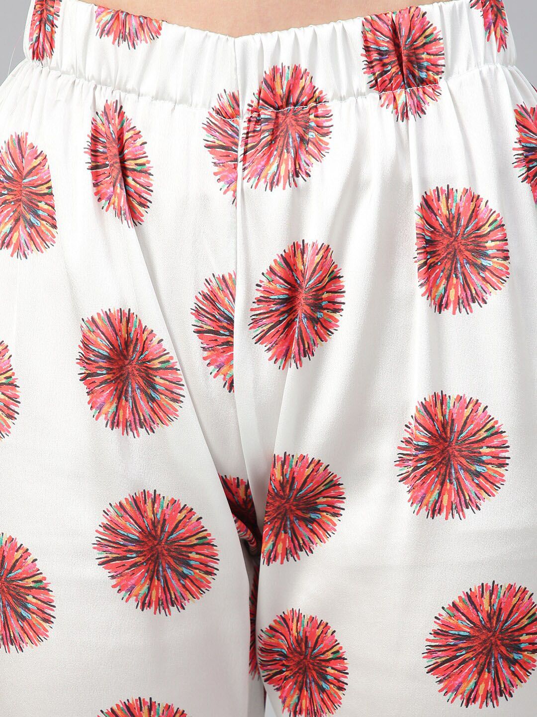 Kotty White & Red Floral Printed Satin Night Suit