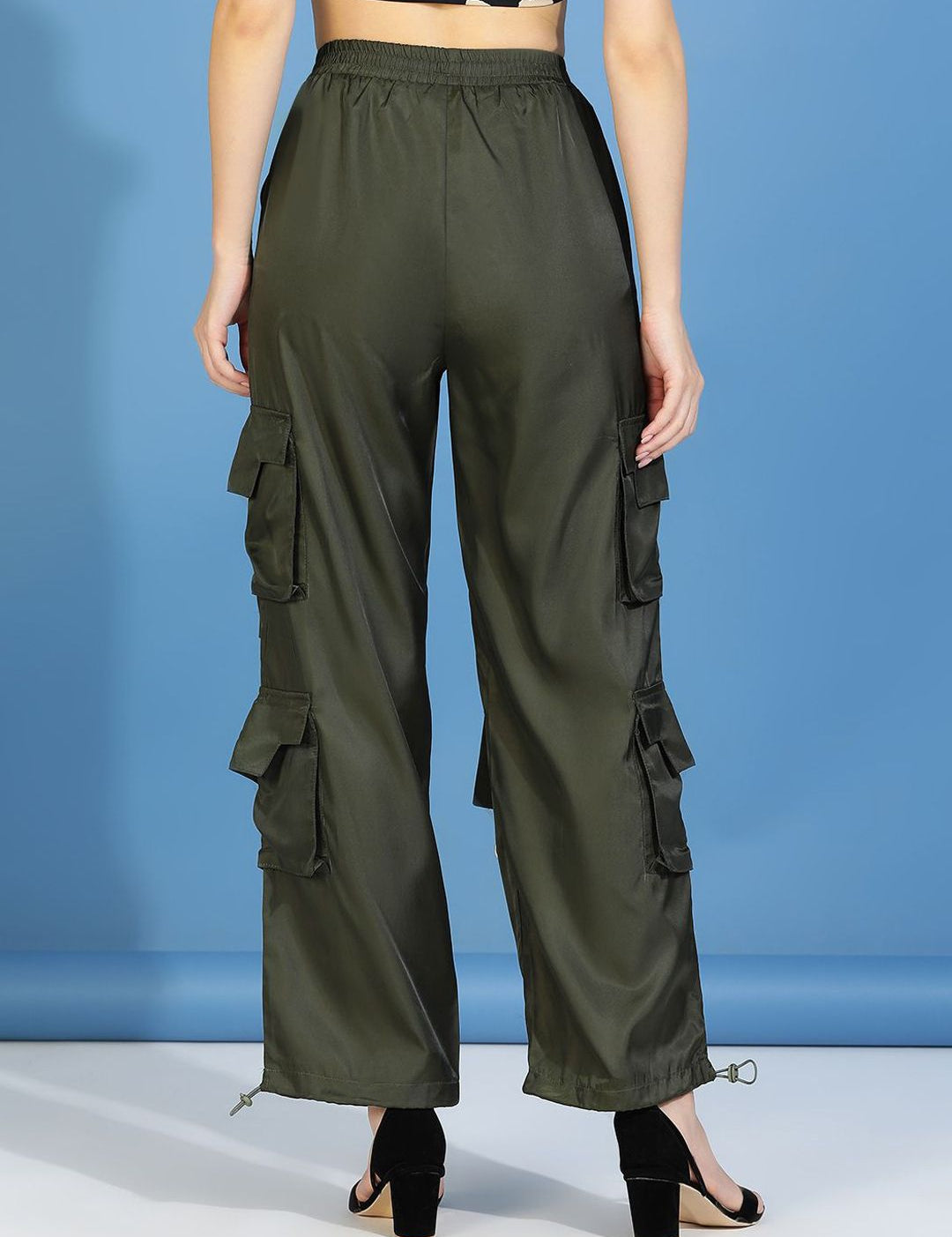 Kotty Women Relaxed High-Rise Easy Wash Cargos Trousers