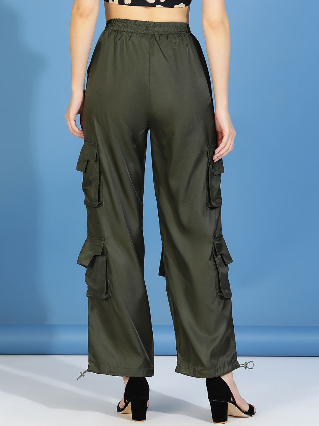 Kotty Women Relaxed High-Rise Easy Wash Cargos Trousers