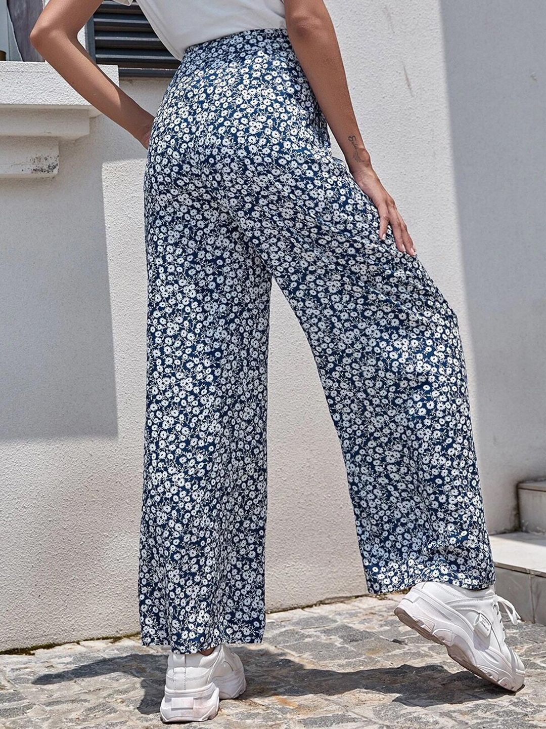 Kotty Women Animal Printed Relaxed Straight Fit High-Rise Easy Wash Trousers