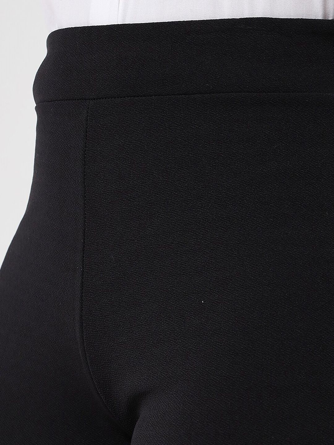 Kotty Women Black Relaxed Flared High-Rise Easy Wash Trousers