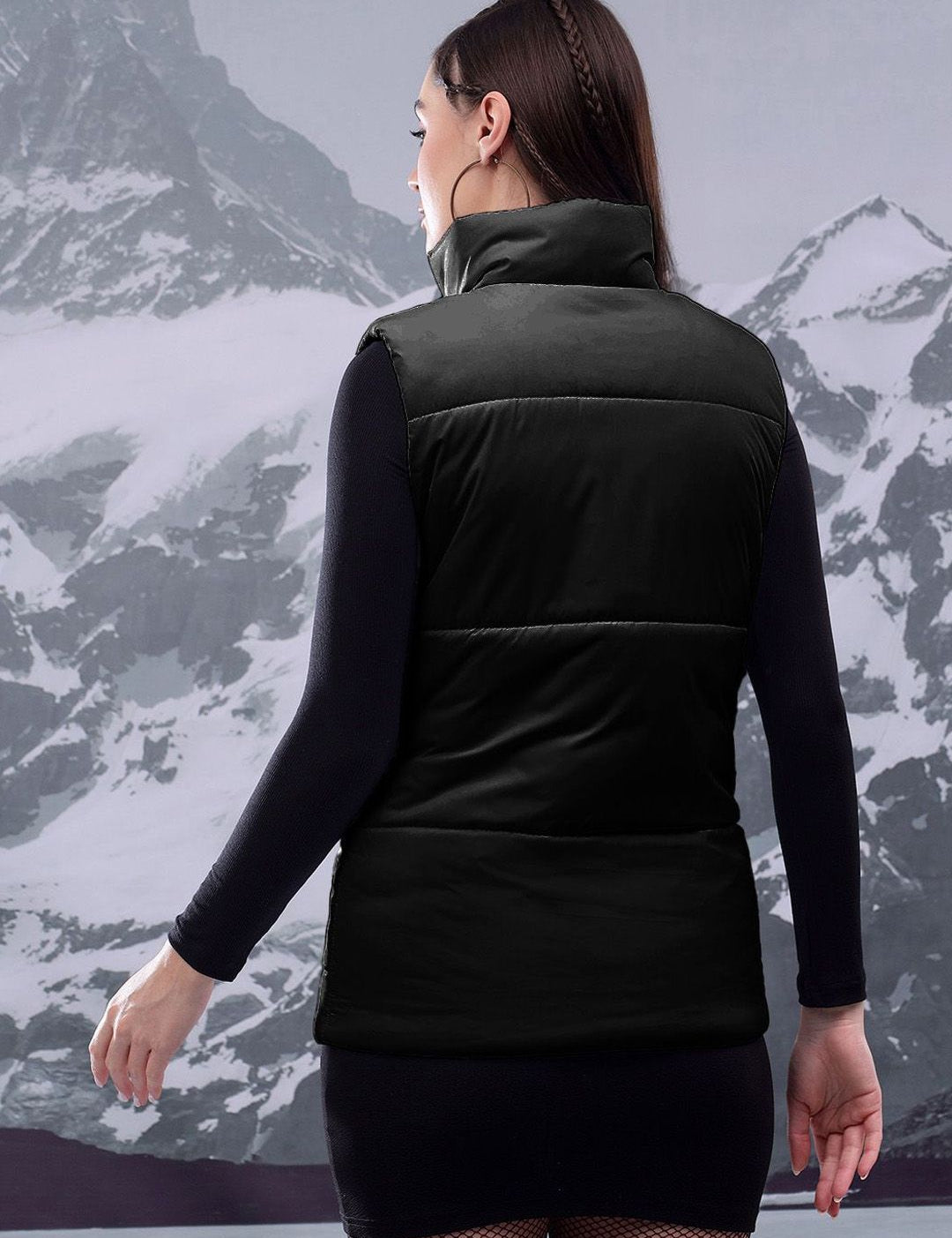 Kotty Women Mock Collar Solid Casual Padded Insulator Jacket