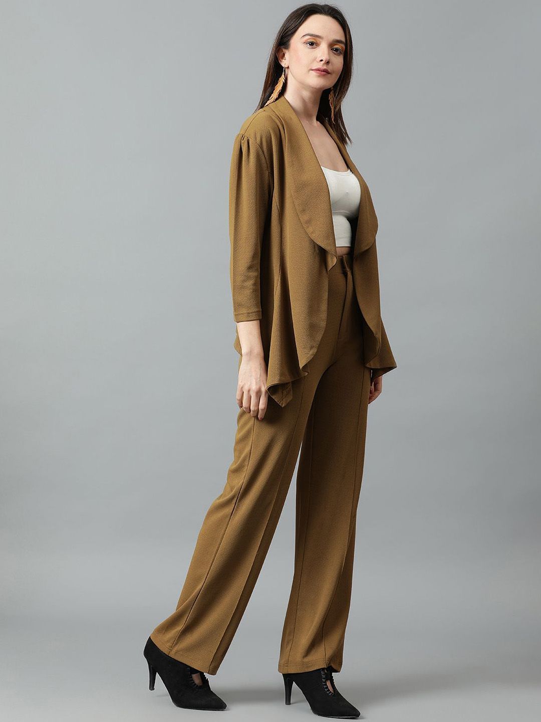 Kotty Brown Shawl Neck Blazer & Trousers