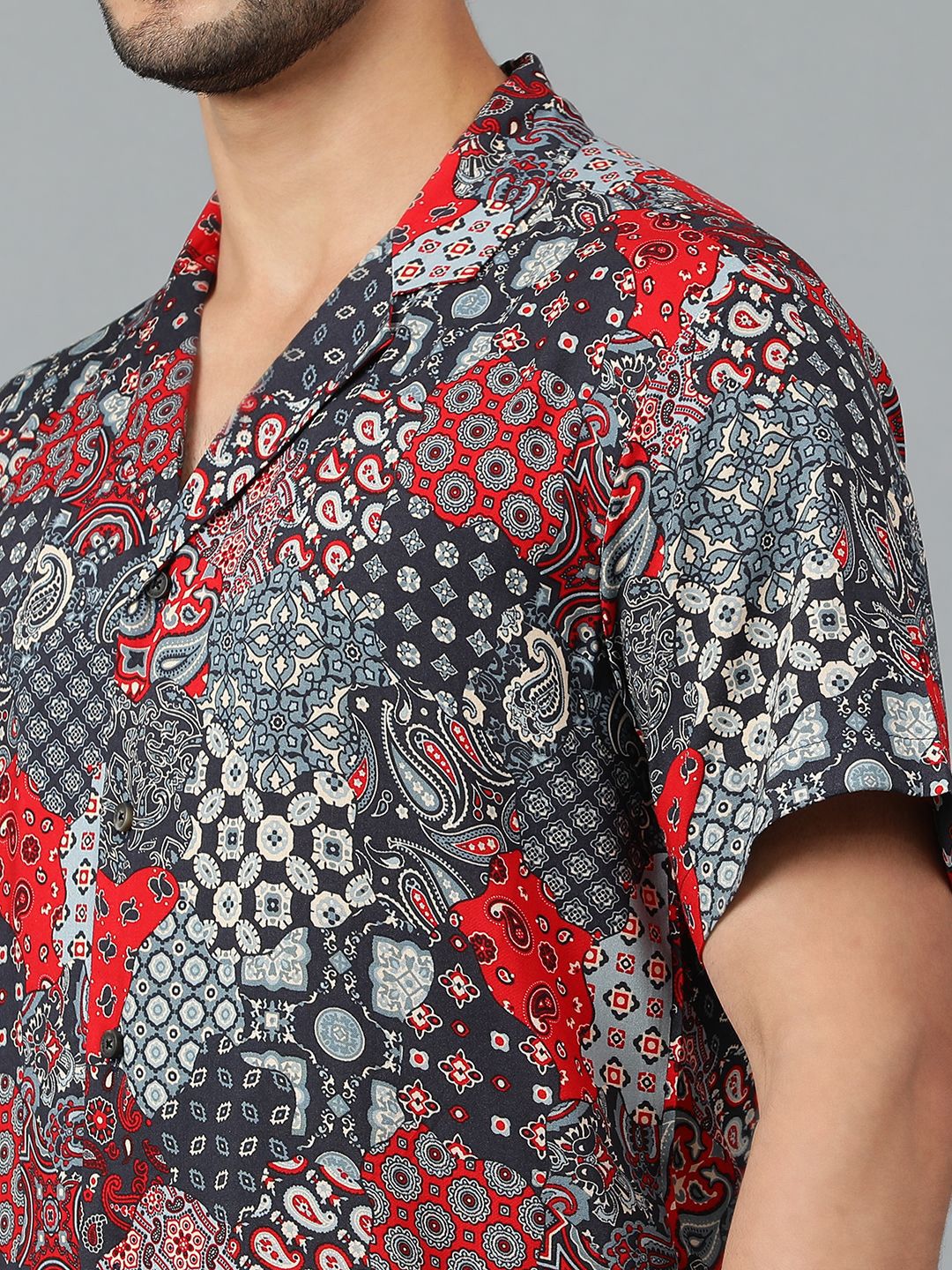 Kotty Men Conversational Scarf Printed Casual Shirt