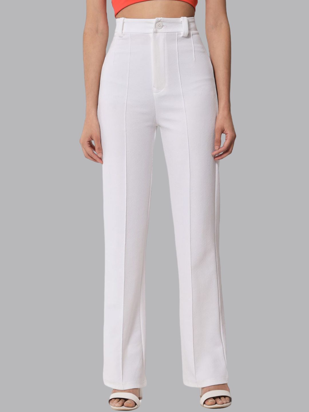 Kotty Women Relaxed Straight Leg Straight Fit High-Rise Easy Wash Trousers