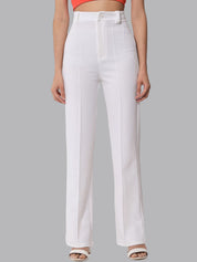 Kotty Women Relaxed Straight Leg Straight Fit High-Rise Easy Wash Trousers