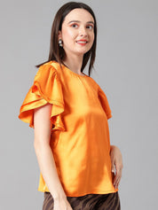 Kotty Flutter Sleeve Satin Top