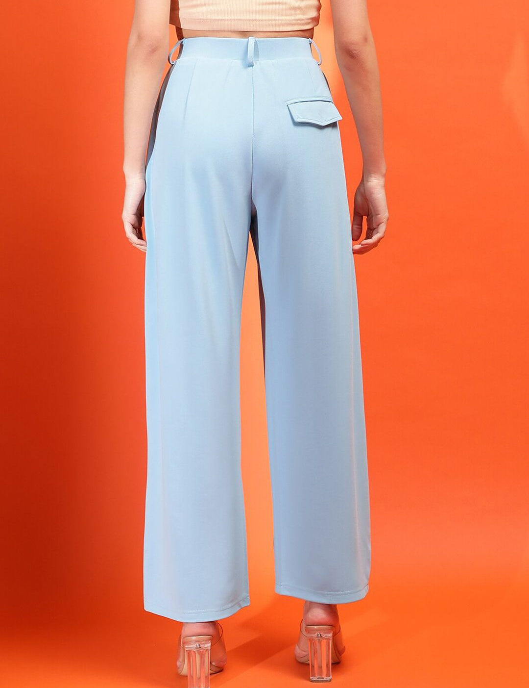 Stylecast X KOTTY BIZwear Blue Relaxed High-Rise Parallel Trousers