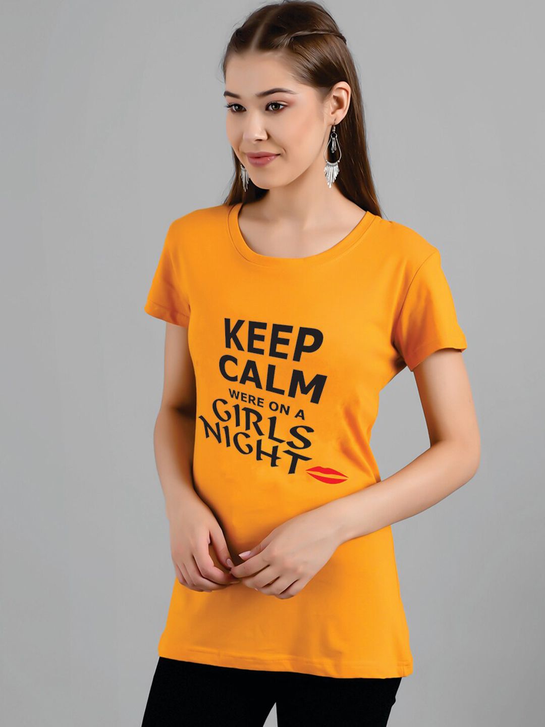 Kotty Typography Printed Round Neck T-shirt