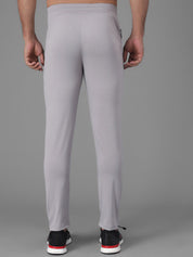 Kotty Men Grey & Black Colourblocked Straight Fit Track Pants