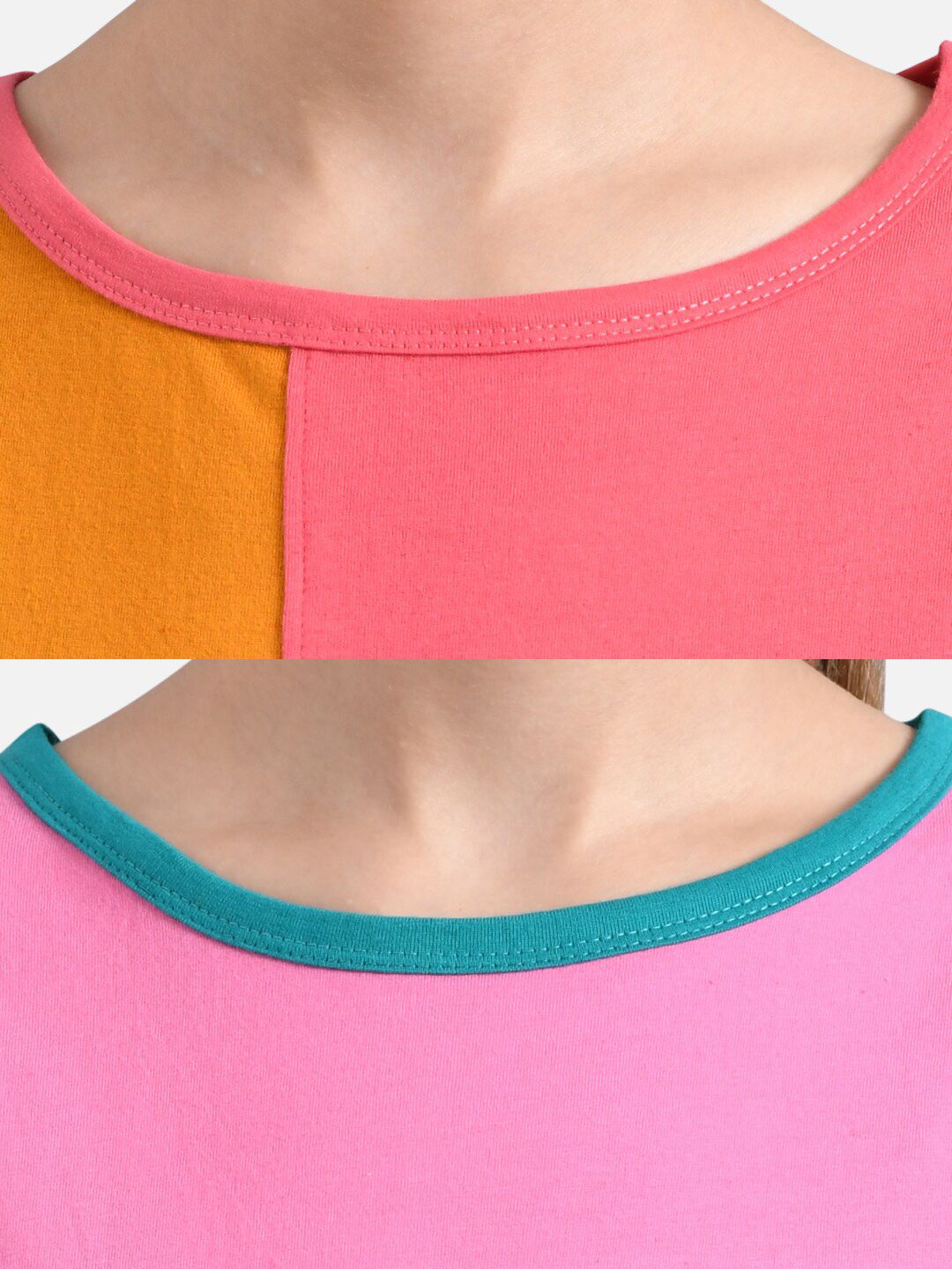 Kotty Women Multicoloured Pack of 2 Colourblocked Round Neck T-shirt
