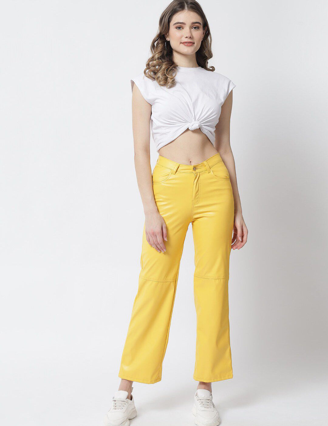 Kotty Women Yellow Relaxed Straight Fit Trousers