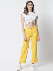 Kotty Women Yellow Relaxed Straight Fit Trousers
