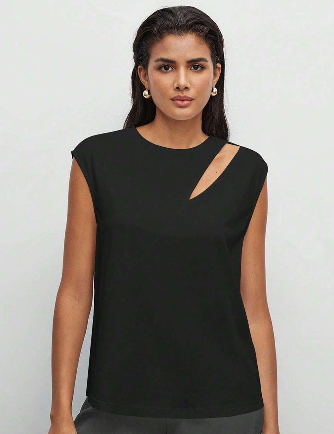 Kotty Black Cut Out Sleeveless Top