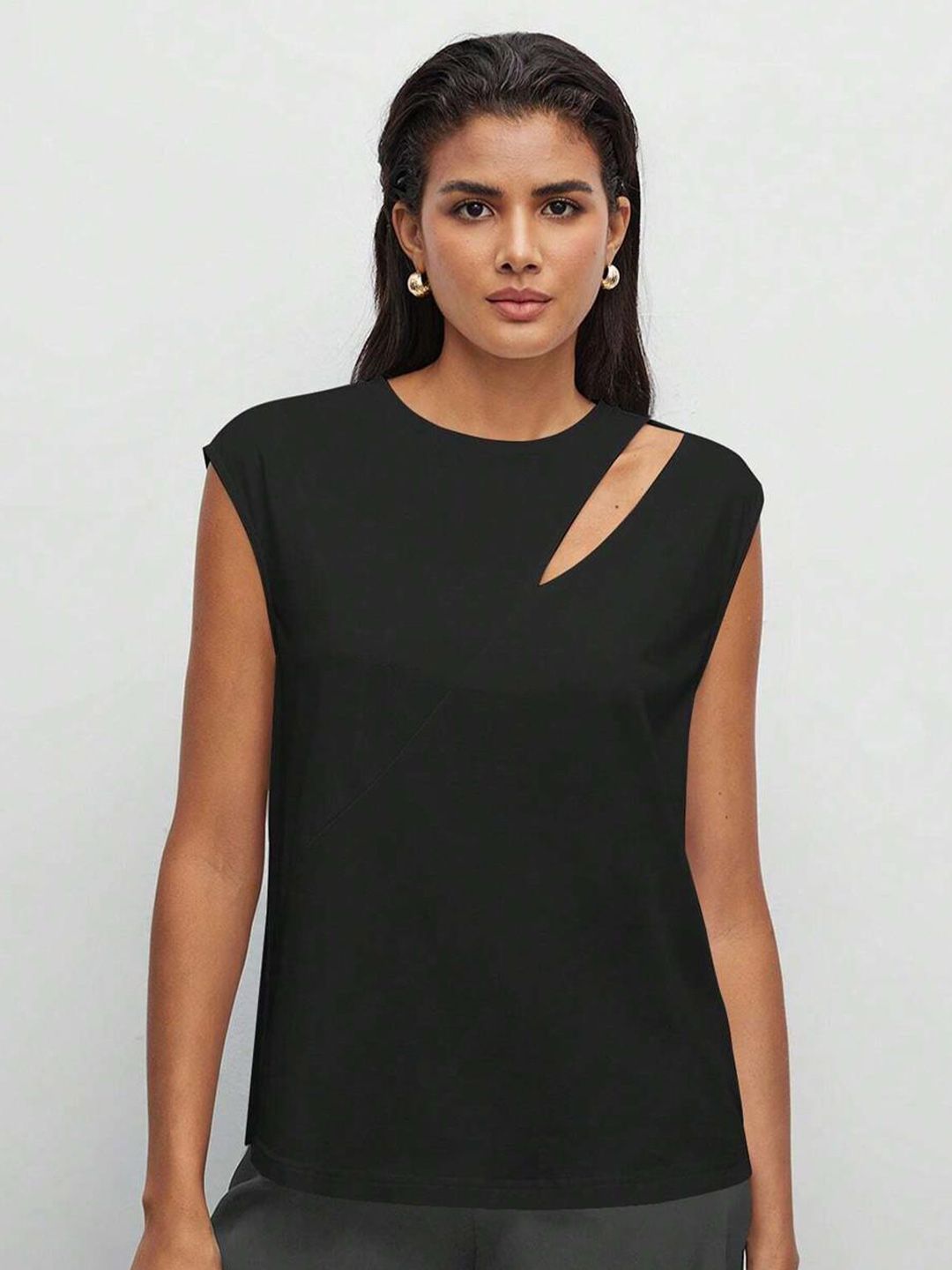 Kotty Black Cut Out Sleeveless Top