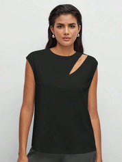 Kotty Black Cut Out Sleeveless Top