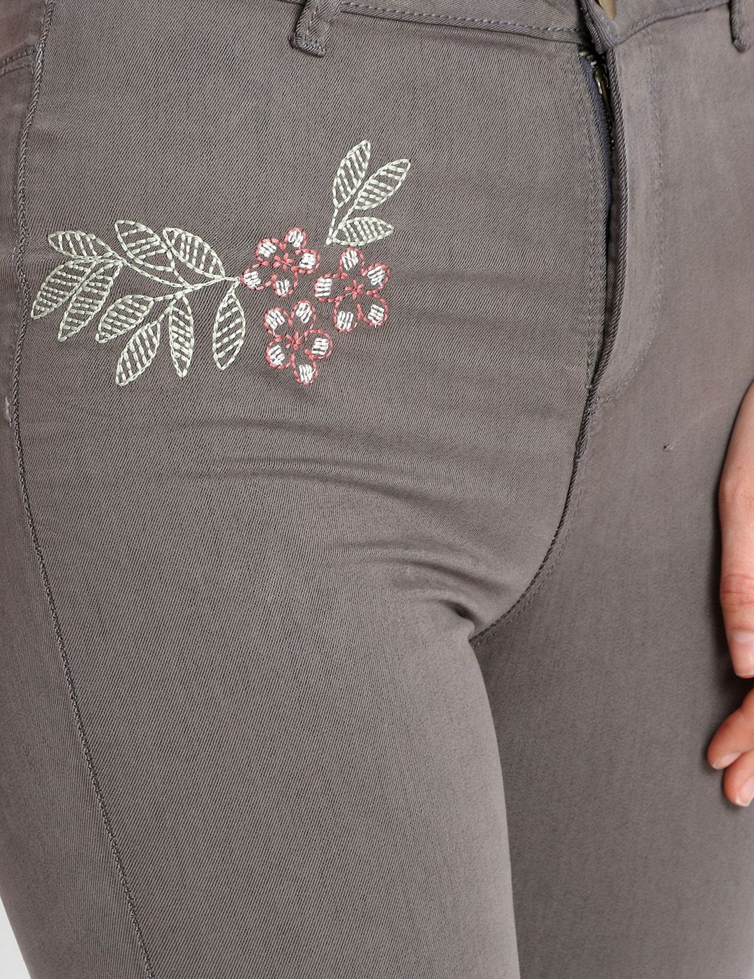 Kotty Women Grey Skinny Fit High-Rise Clean Look Stretchable Jeans