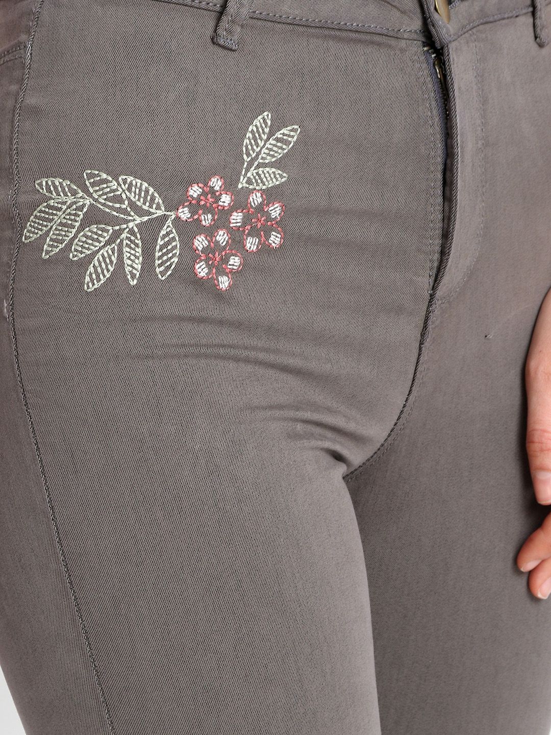 Kotty Women Grey Skinny Fit High-Rise Clean Look Stretchable Jeans