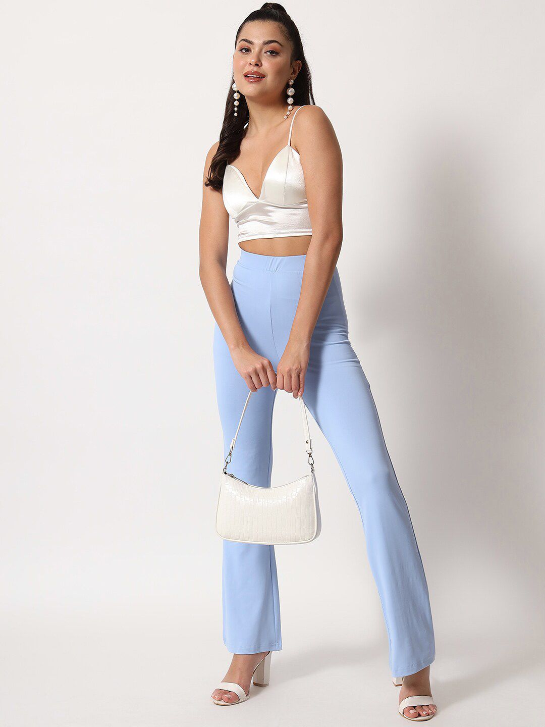 Kotty Women Blue Relaxed Straight Leg High Rise Easy Wash Trouser