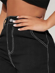 Kotty Women Black Jean Straight Fit High Rise Clean Look Stretchable Jeans