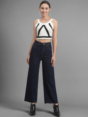 Kotty Women Navy Blue Flared High-Rise Clean Look Jeans