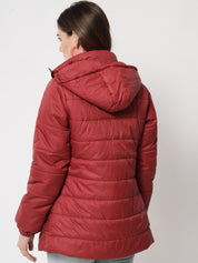 Kotty Women Maroon Longline Padded Jacket