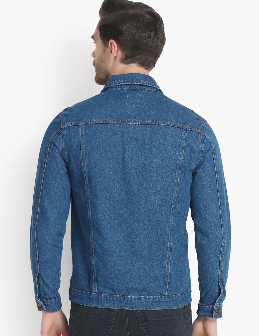 Kotty Men Blue Solid Denim Jacket