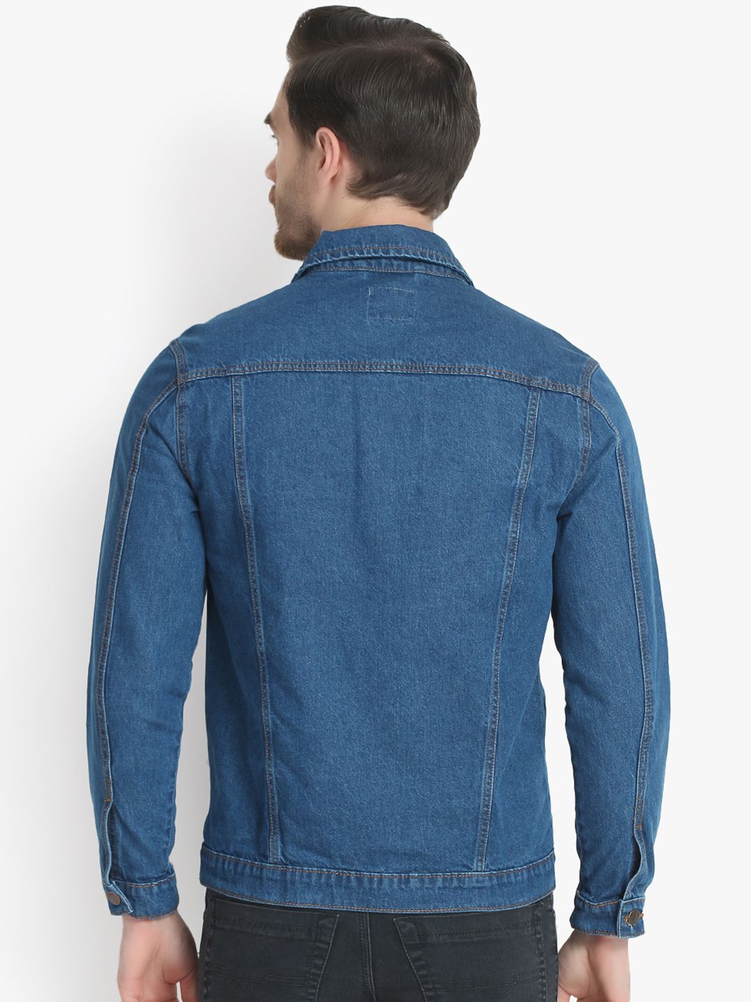 Kotty Men Blue Solid Denim Jacket
