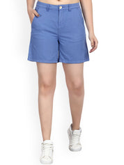 Kotty Women Blue Solid Regular Fit Regular Shorts