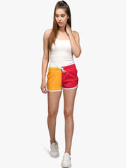 Kotty Women Yellow Colourblocked Regular Fit Regular Shorts