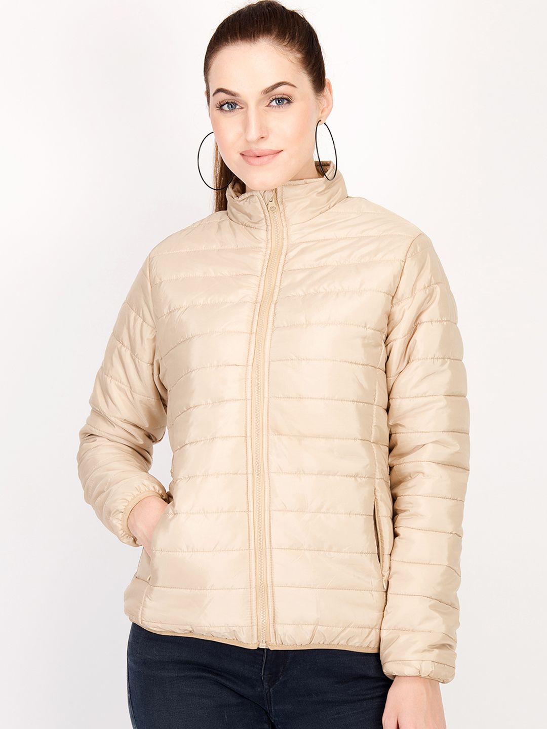 Kotty Women Beige Solid Insulator Puffer Jacket