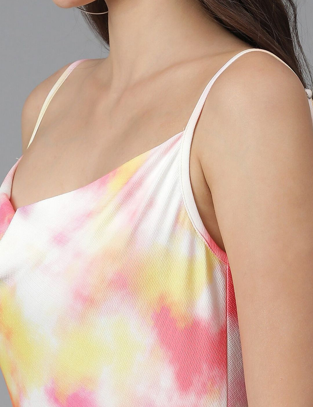 Kotty Tie and Dye Printed Shoulder Straps Sleeveless Above Knee Bodycon Holi Dress