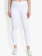 Kotty Women White Skinny Fit High-Rise Clean Look Jeans