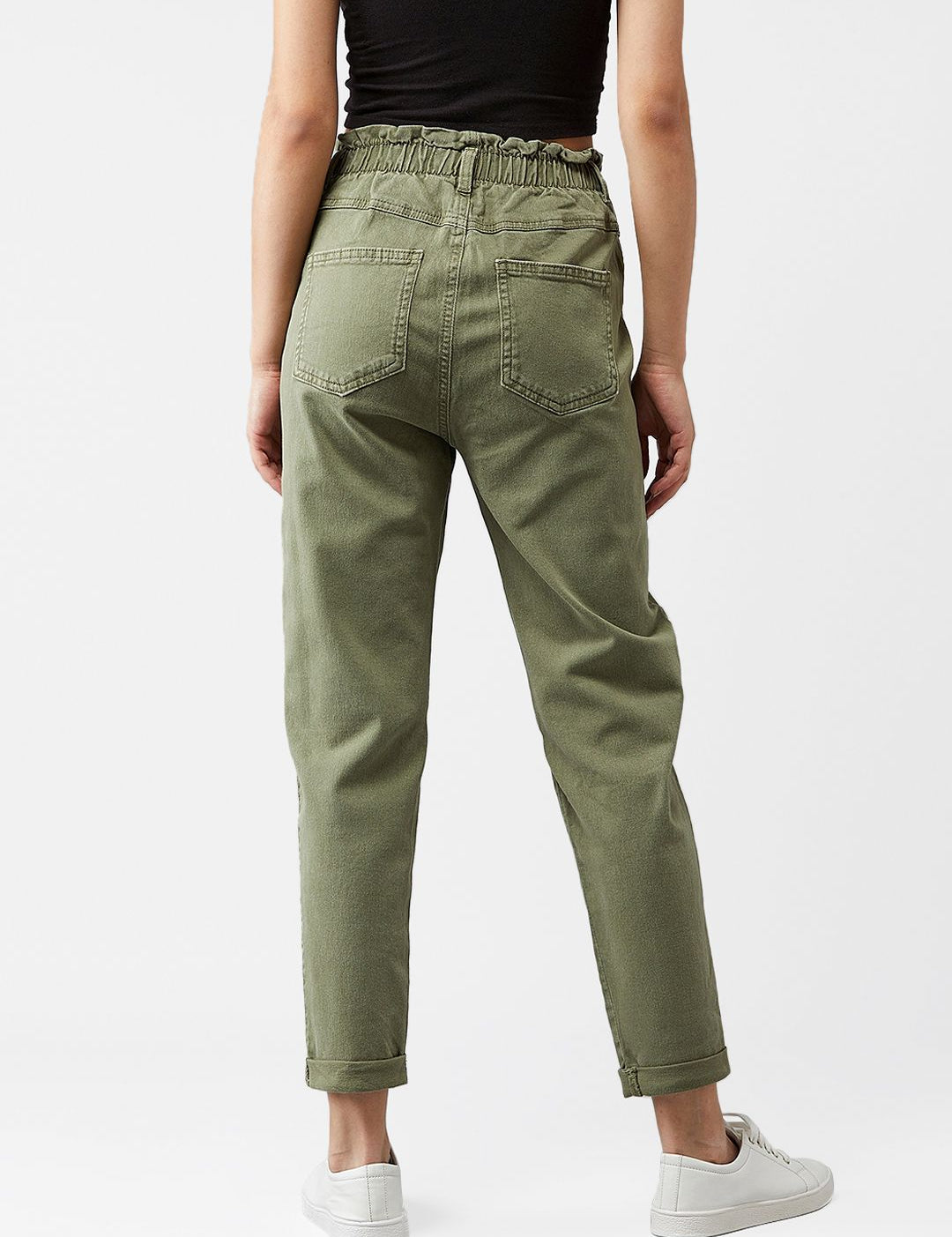 Kotty Women Olive Green Boyfriend Fit High-Rise Clean Look Jeans