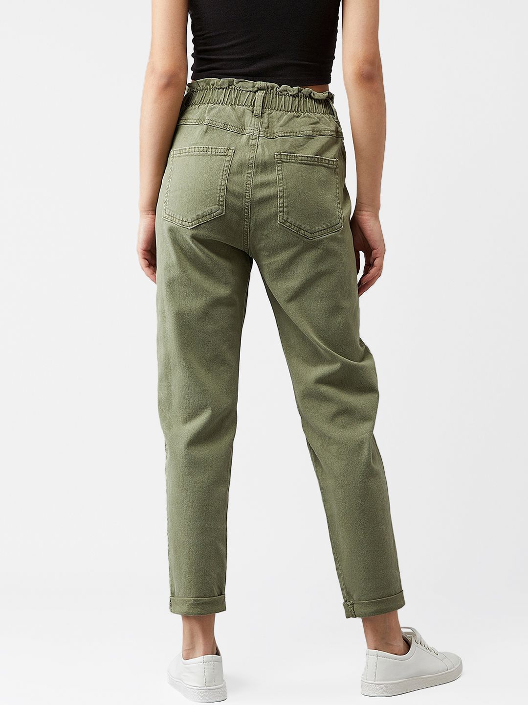 Kotty Women Olive Green Boyfriend Fit High-Rise Clean Look Jeans