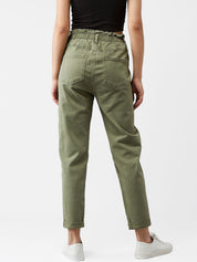 Kotty Women Olive Green Boyfriend Fit High-Rise Clean Look Jeans