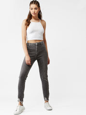 Kotty Women Grey Skinny Fit High-Rise Clean Look Jeans