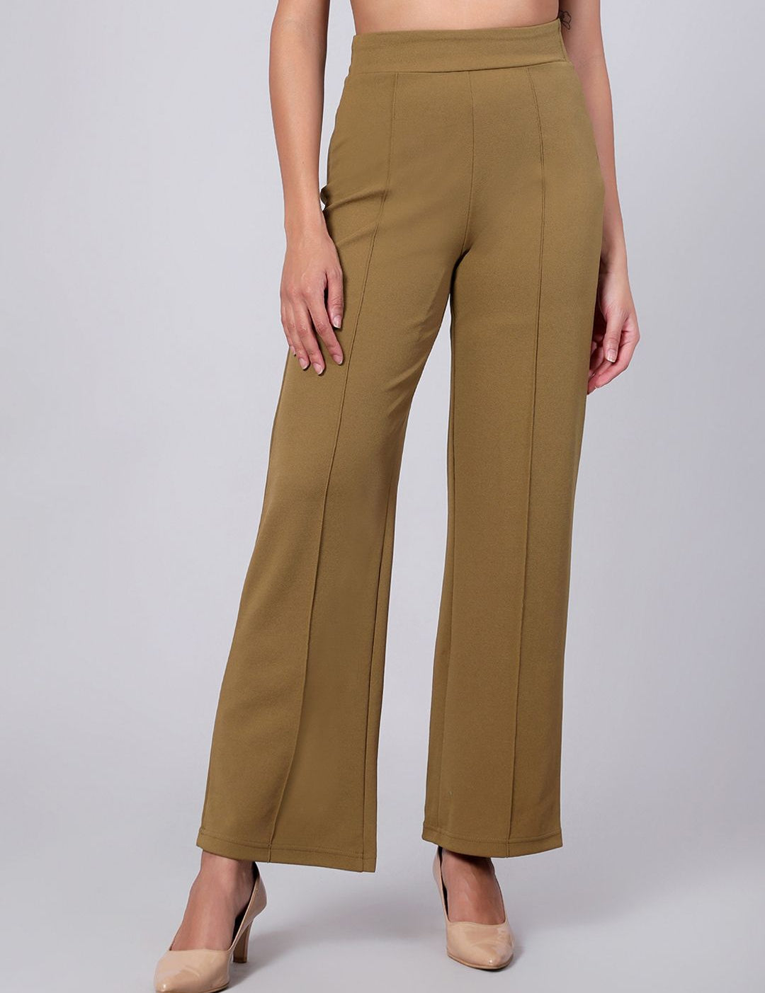 Kotty Women Relaxed Straight Fit High-Rise Easy Wash Trousers