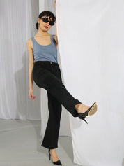 Kotty Women Black Jean Straight Fit High-Rise Stretchable Jeans