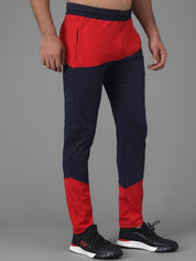 Kotty Men Navy Blue & Red Colourblocked Track Pants