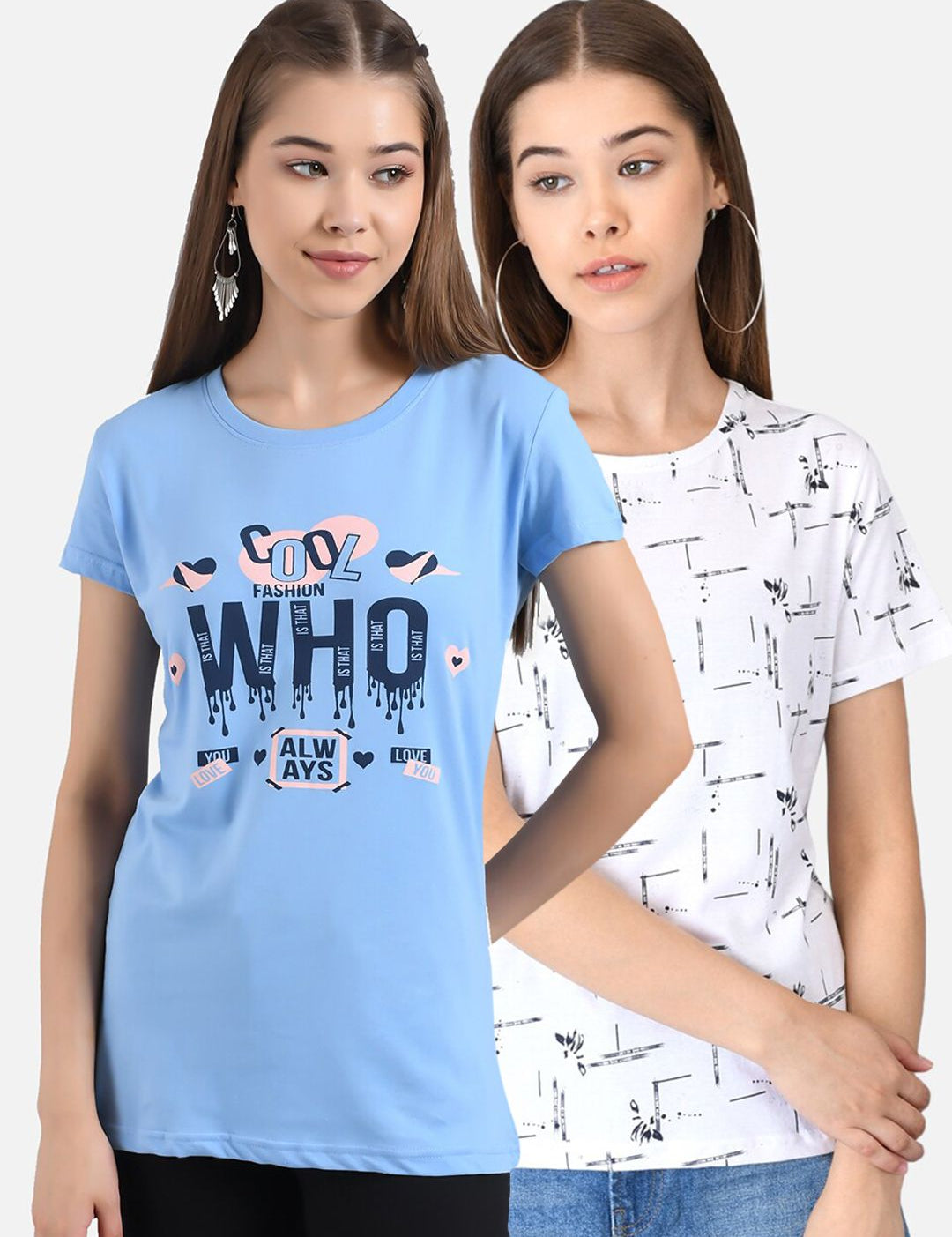 Kotty Women Pack Of 2 Printed Round Neck T-shirts