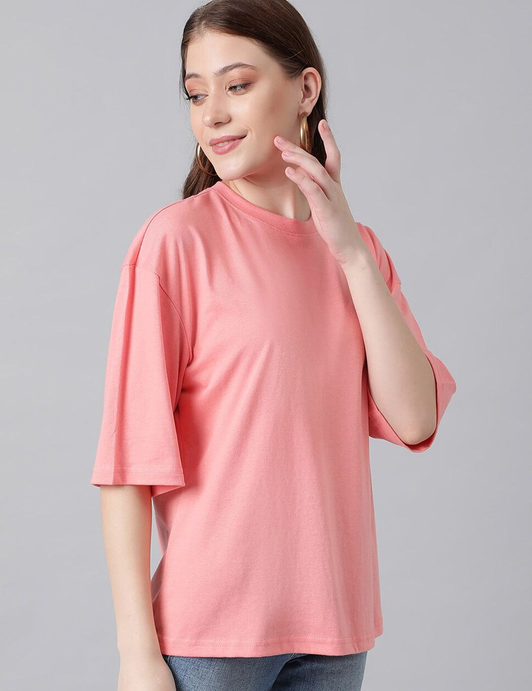 KOTTY Basics Basics Round Neck Drop-Shoulder Sleeves Oversized T-shirt